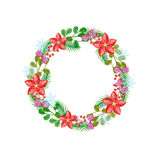 Watercolor christmas wreath concept