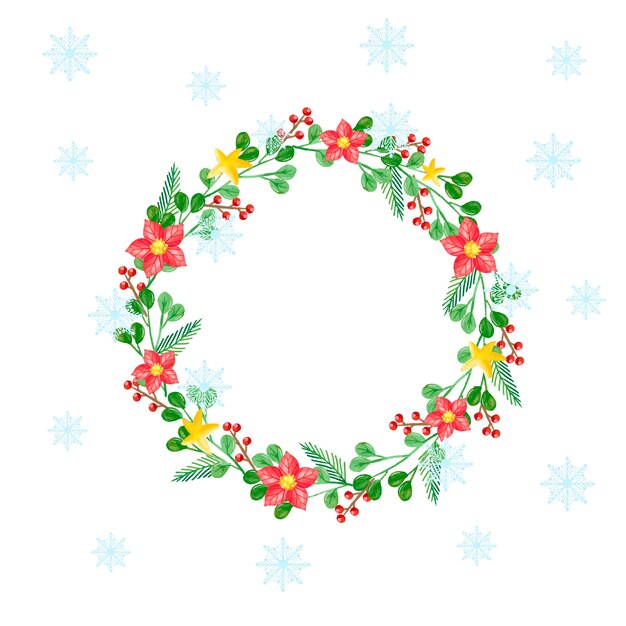 水彩のクリスマスリースの概念