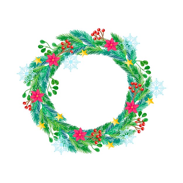 Free vector watercolor christmas wreath concept