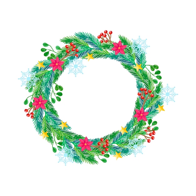 Watercolor christmas wreath concept