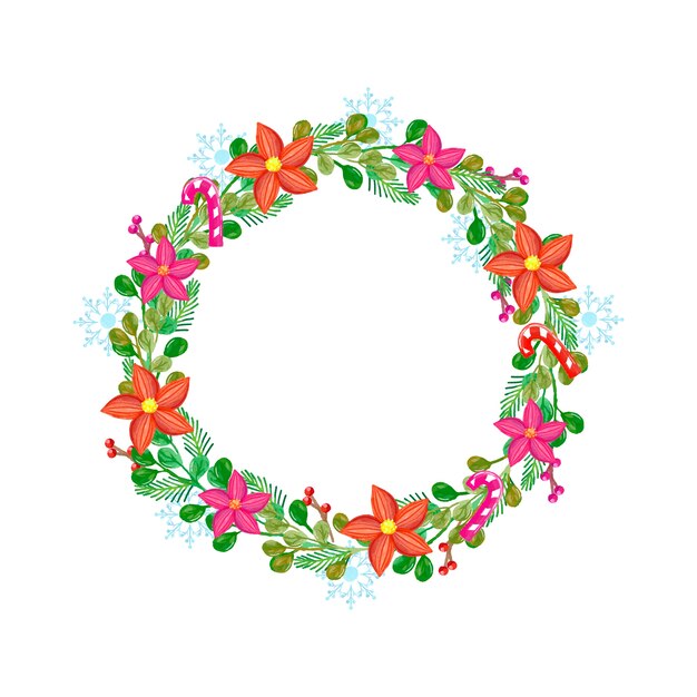 Watercolor christmas wreath concept