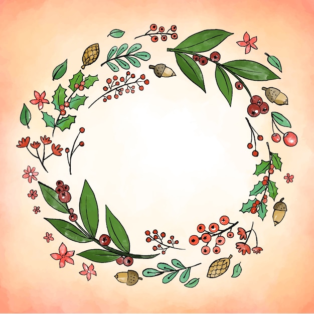 Free vector watercolor christmas wreath concept