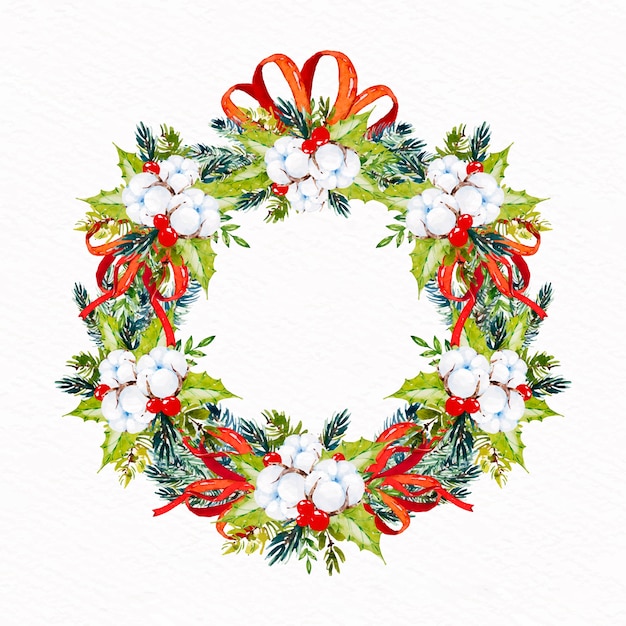 Watercolor christmas wreath concept