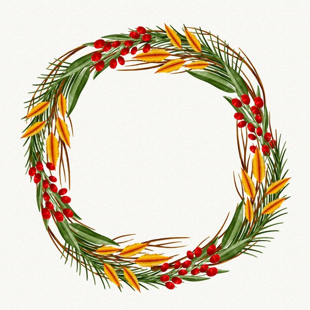 Watercolor christmas wreath illustration