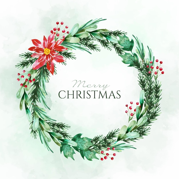 Watercolor christmas wreath template