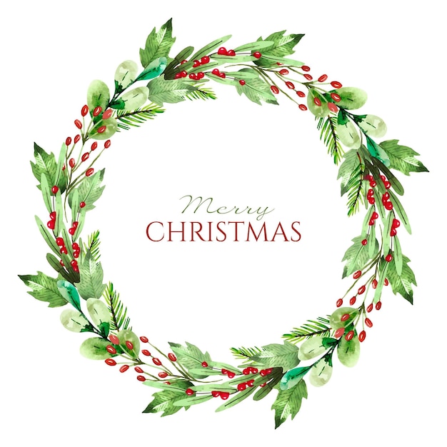 Free vector watercolor christmas wreath template