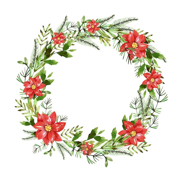 Watercolor christmas wreath template