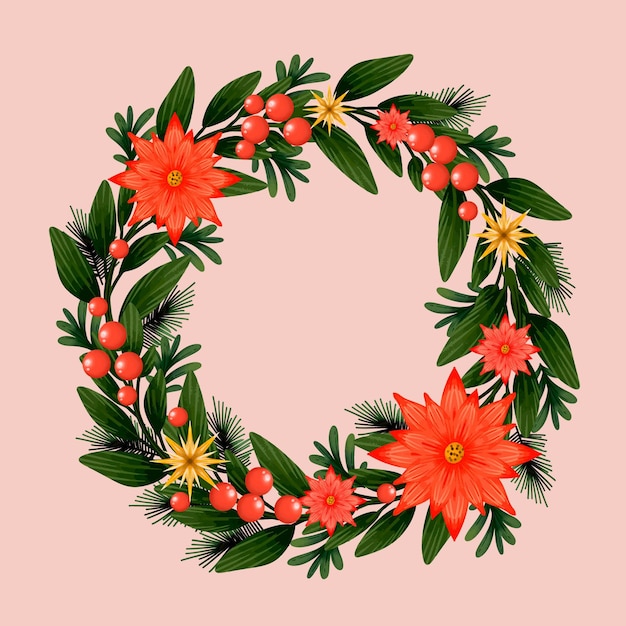 Free vector watercolor christmas wreath template