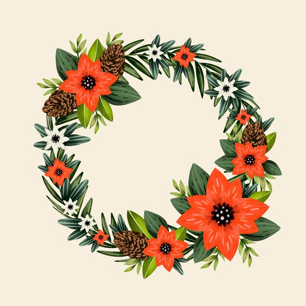 Watercolor christmas wreath template