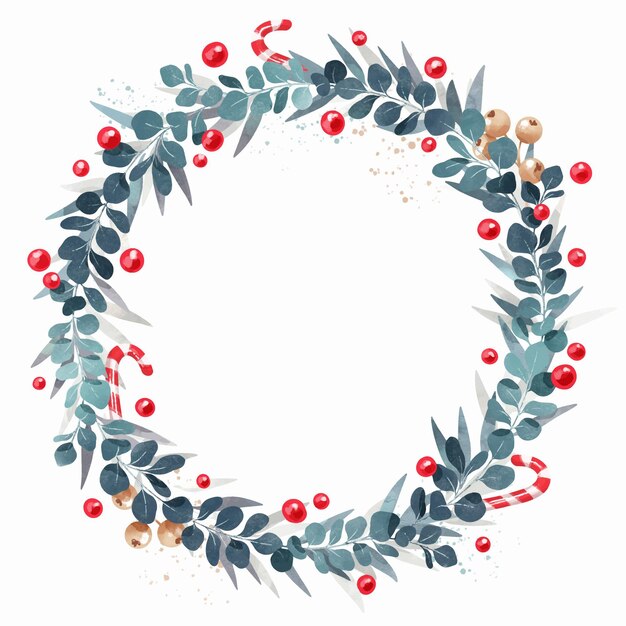 Watercolor christmas wreath with empty space