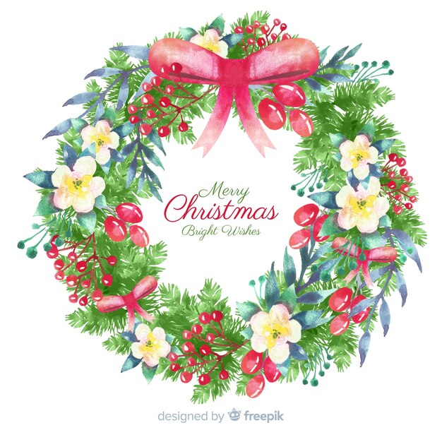 Watercolor christmas wreath