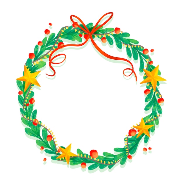 Watercolor christmas wreath