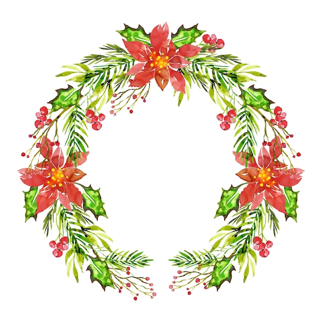 Watercolor christmas wreath