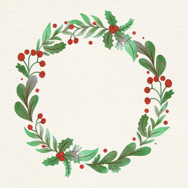 Watercolor christmas wreath