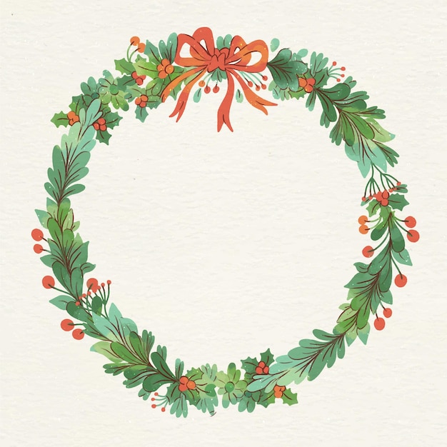 Free vector watercolor christmas wreath