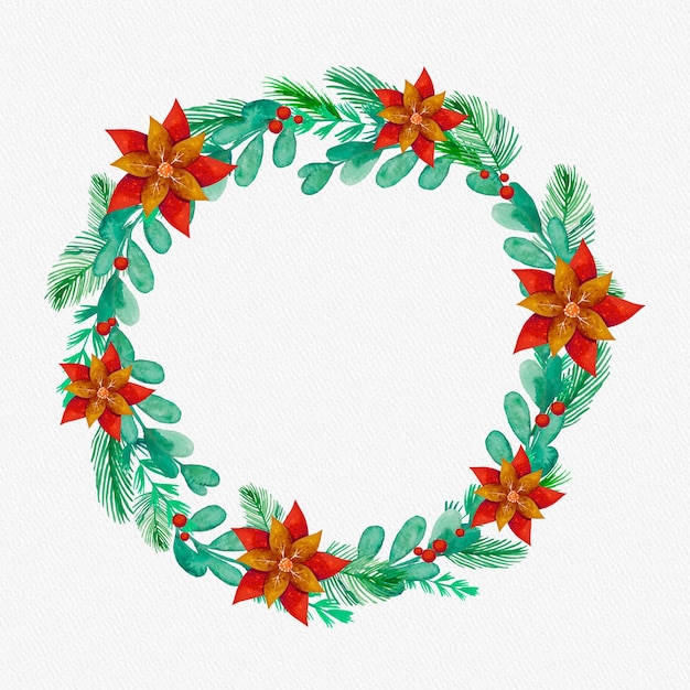 Бесплатное векторное изображение Акварельный рождественский венок
