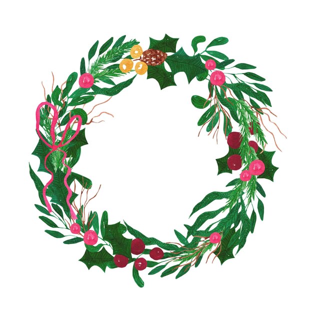 Watercolor christmas wreath