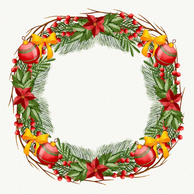 Free vector watercolor christmas wreath