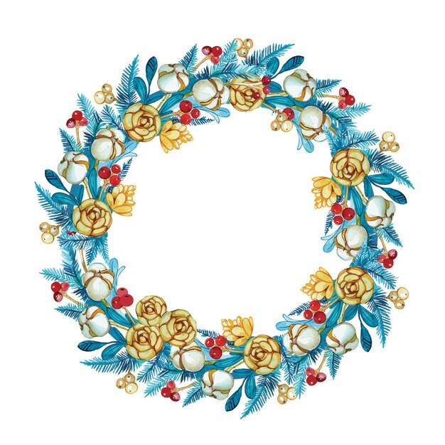 Watercolor christmas wreath