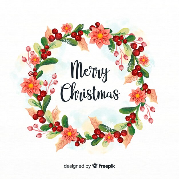 Watercolor christmas wreath