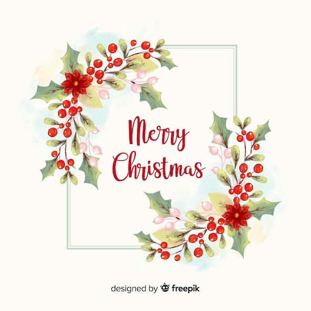 Free vector watercolor christmas wreath