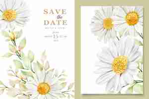 Free vector watercolor chrysanthemum wedding card set