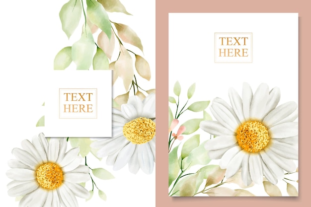 Free vector watercolor chrysanthemum wedding card set