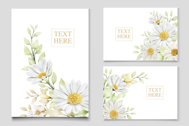 Free vector watercolor chrysanthemum wedding card set