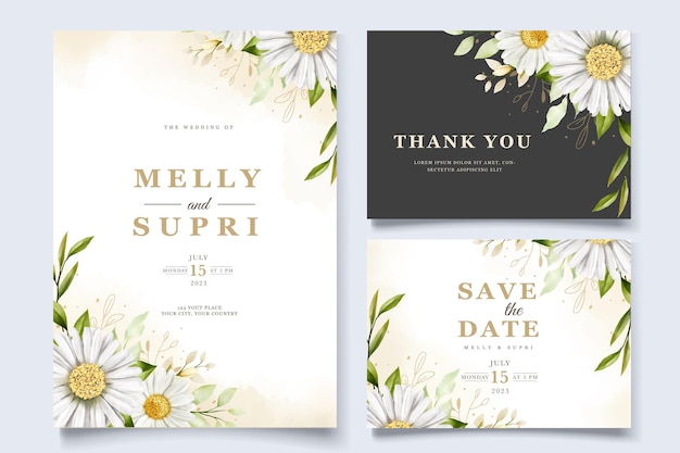 Watercolor chrysanthemum wedding card