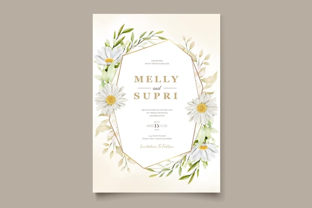 Free vector watercolor chrysanthemum wedding card