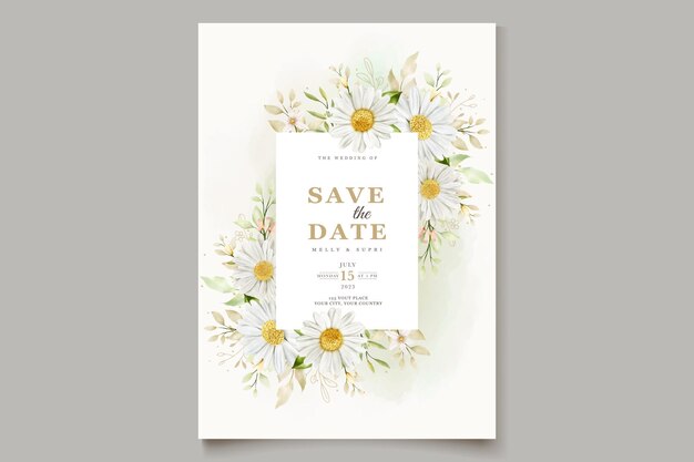 Свадебная открытка с акварельными хризантемами