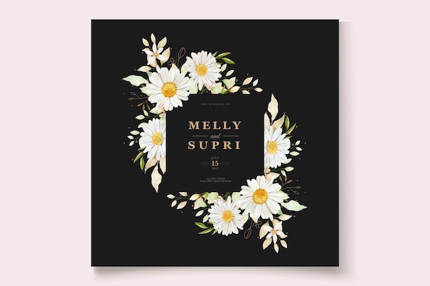 Free vector watercolor chrysanthemum wedding card