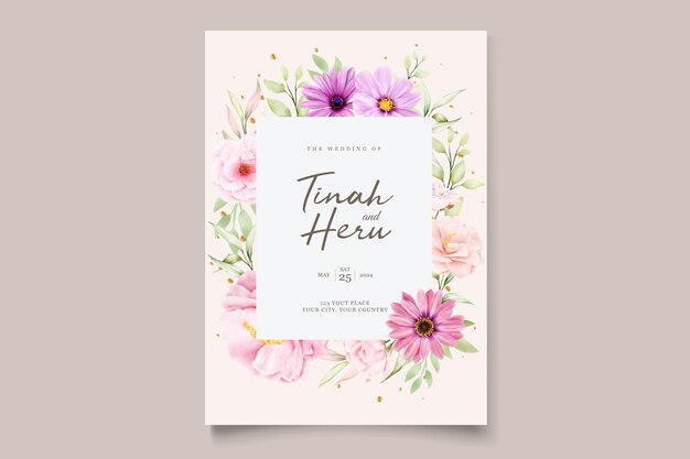 WATERCOLOR CHRYSANTHEMUM WEDDING invitation card set