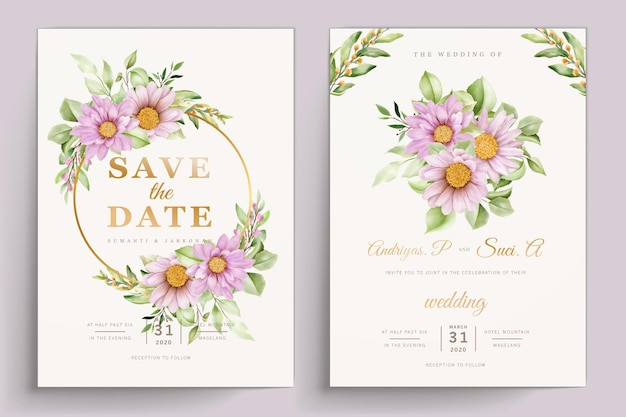 WATERCOLOR CHRYSANTHEMUM WEDDING invitation card set