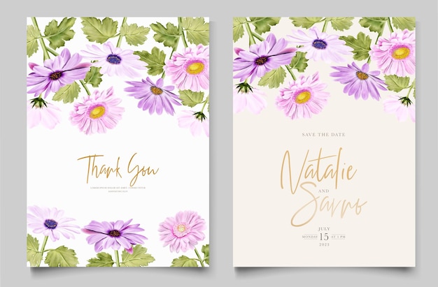 watercolor chrysanthemum wedding invitation card