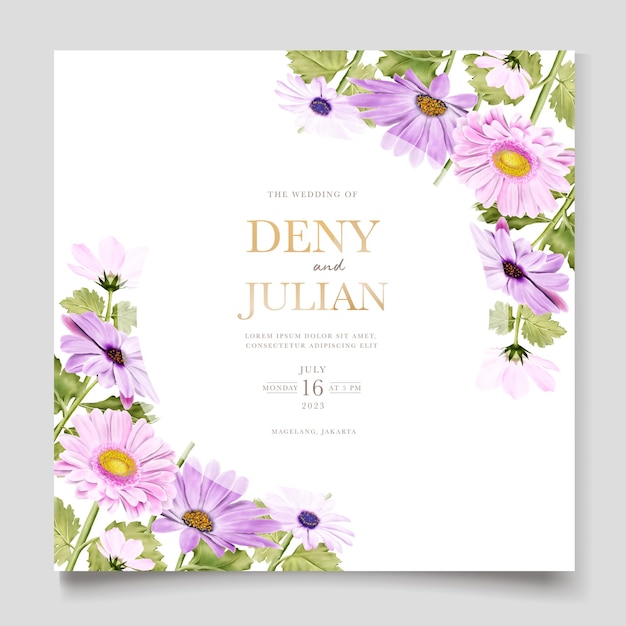 watercolor chrysanthemum wedding invitation card