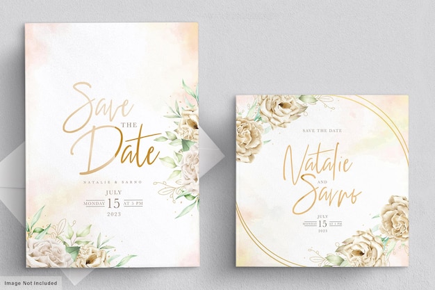 Free vector watercolor chrysanthemum wedding invitation card