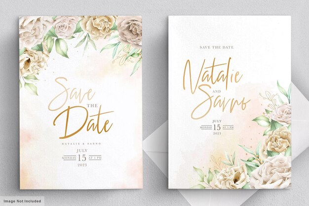 水彩菊の結婚式の招待カード