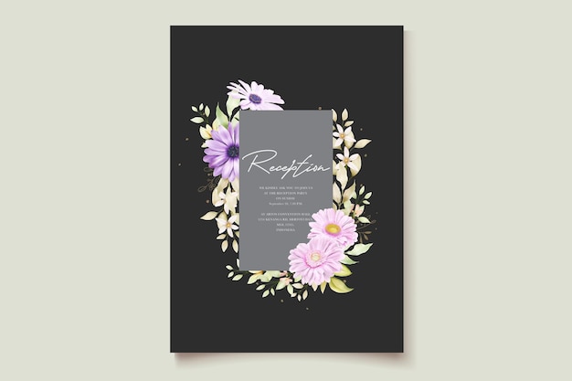 Watercolor chrysanthemum wedding invitation card