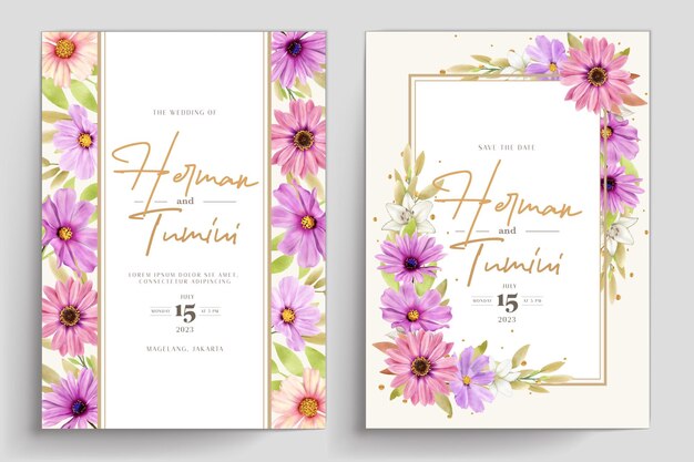 WATERCOLOR CHRYSANTHEMUM WEDDING invitation card