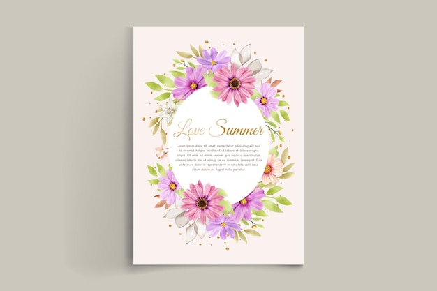 Watercolor chrysanthemum wedding invitation card