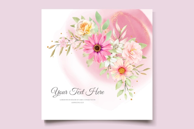 Watercolor chrysanthemum wedding invitation card