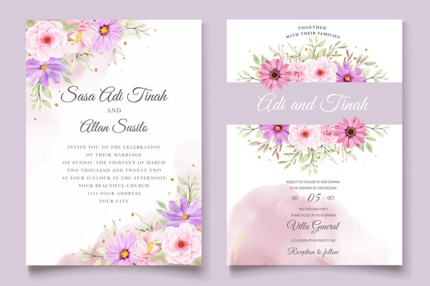 WATERCOLOR CHRYSANTHEMUM WEDDING invitation card