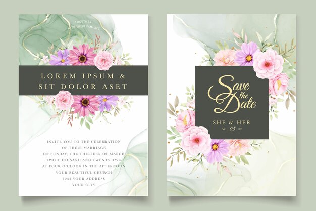 WATERCOLOR CHRYSANTHEMUM WEDDING 초대장