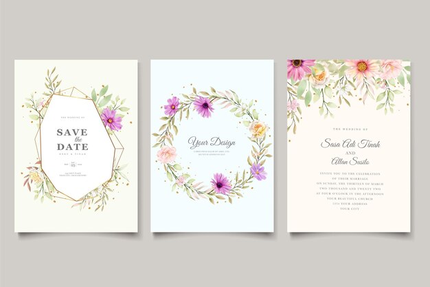 WATERCOLOR CHRYSANTHEMUM WEDDING invitation card