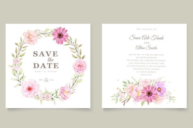 Watercolor chrysanthemum wedding invitation card