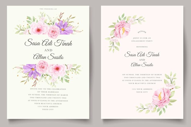 WATERCOLOR CHRYSANTHEMUM WEDDING invitation card