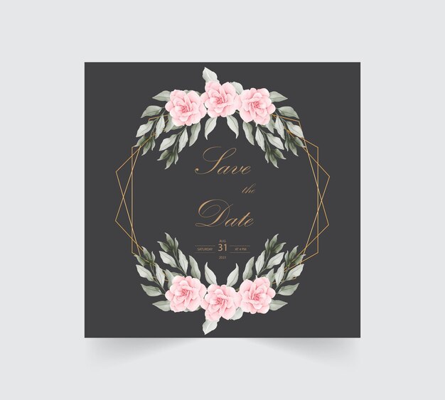 水彩​菊​の​結婚式​の​招待​カード