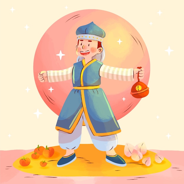 Free vector watercolor chuseok festival illustration