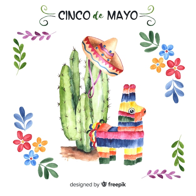 Watercolor cinco de mayo background